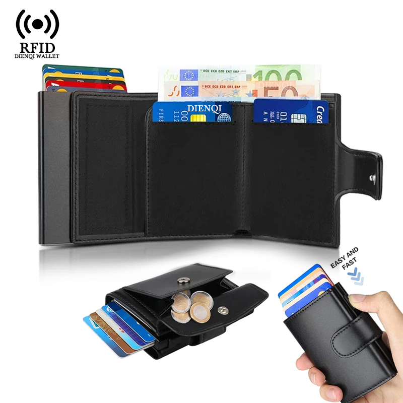 Card Top Loader - Dompet Kartu Bisnis Logam Anti-RFID, Tempat
