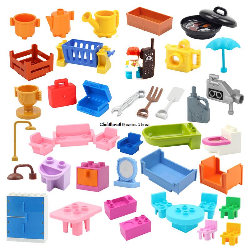 Lego Set City - Blok susun besar aksesoris Model furnitur